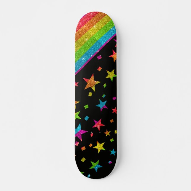 Skateboard Bandera del Orgullo Gay Starry Sparkly Rainbow Pur (Anverso )