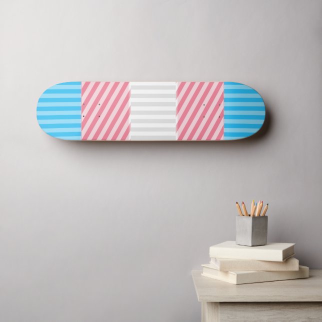 Skateboard Bandera del Orgullo Transgénero de Funky Boho Stri (Arte de pared (horz))