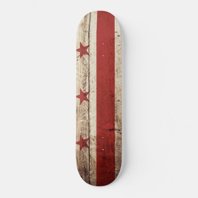 Skateboard Bandera del Washington DC en grano de madera viejo (Anverso)