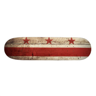 Skateboard Bandera del Washington DC en grano de madera viejo