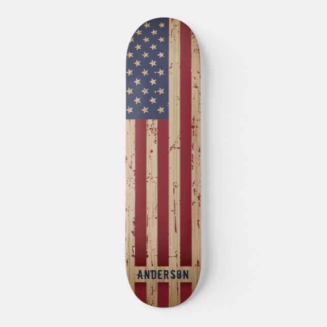 Skateboard Bandera estadounidense patriótica de madera rusa p (Anverso)