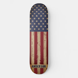 Skateboard Bandera estadounidense Patriótica Personalizada M