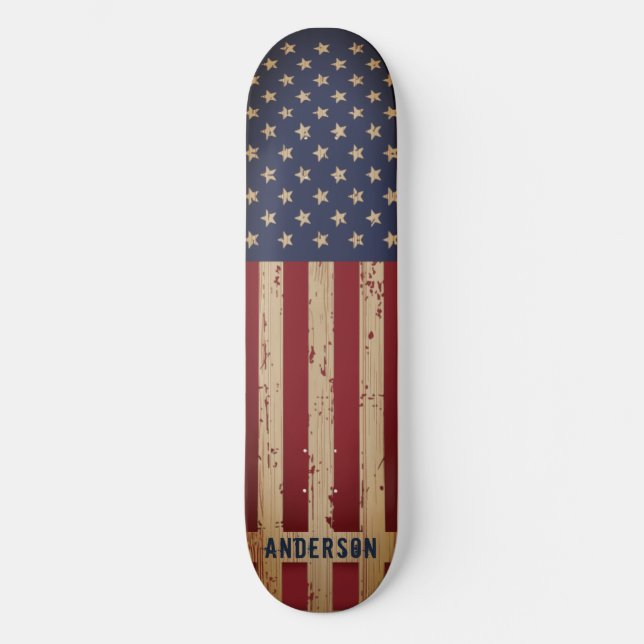 Skateboard Bandera estadounidense Patriótica Personalizada Ma (Anverso)