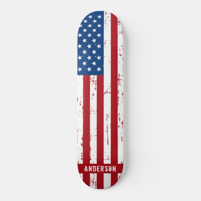 Skateboard Bandera estadounidense personalizada Stars Stripes (Anverso)