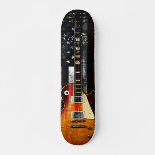 Skateboard Bandera estadounidense RETRO ROCK guitarra eléctr