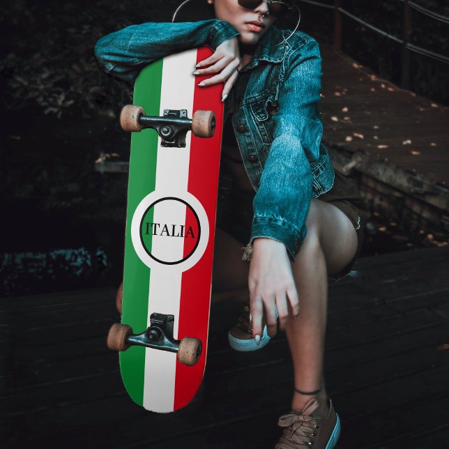 Skateboard Bandera italiana rojo verde blanco (Italy Italian Flag Red White Green Italia Skateboard)