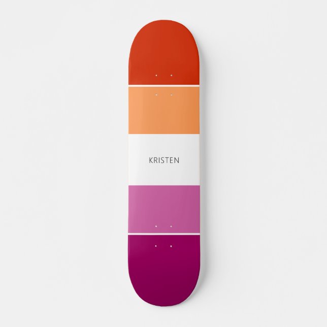 Skateboard Bandera Lesbiana personalizado Colores De Bandas C (Anverso )