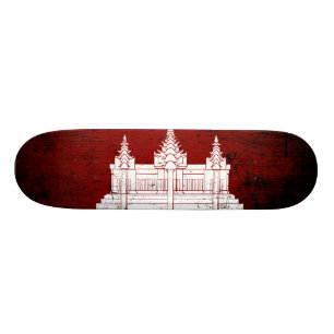 Skateboard Bandera negra de Camboya del Grunge