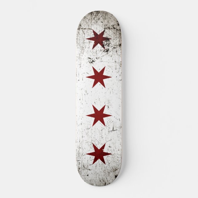 Skateboard Bandera negra de Chicago del Grunge (Anverso)