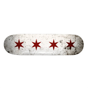 Skateboard Bandera negra de Chicago del Grunge