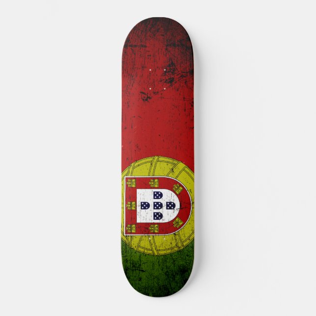 Skateboard Bandera negra de Portugal del Grunge (Anverso)