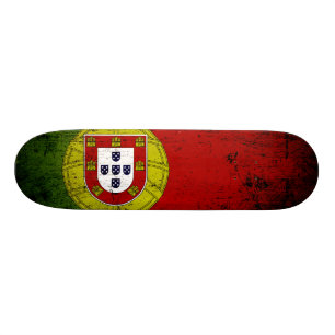 Skateboard Bandera negra de Portugal del Grunge