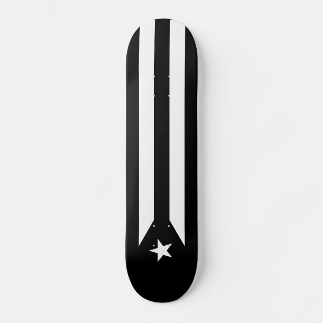 Skateboard Bandera negra de Puerto Rico (Anverso)