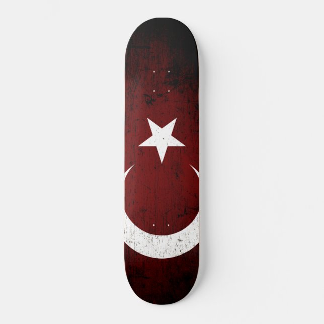 Skateboard Bandera negra de Turquía del Grunge (Anverso)