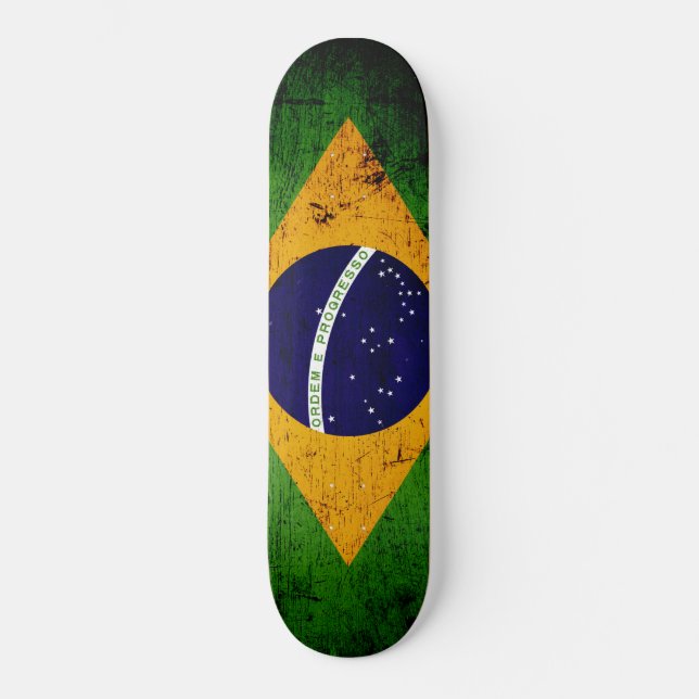 Skateboard Bandera negra del Brasil del Grunge (Anverso)