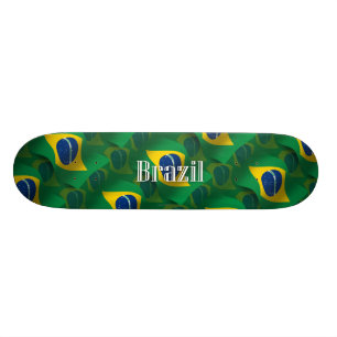 Skateboard Bandera que agita del Brasil