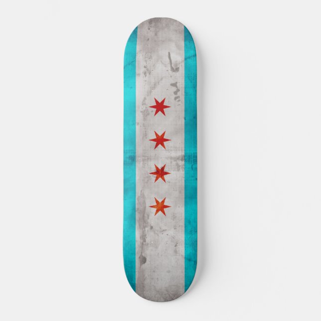 Skateboard Bandera resistida del estado de Chicago del (Anverso)