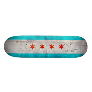 Skateboard Bandera resistida del estado de Chicago del