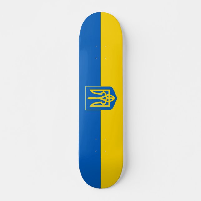 Skateboard Bandera ucraniana con el escudo de armas (Anverso )