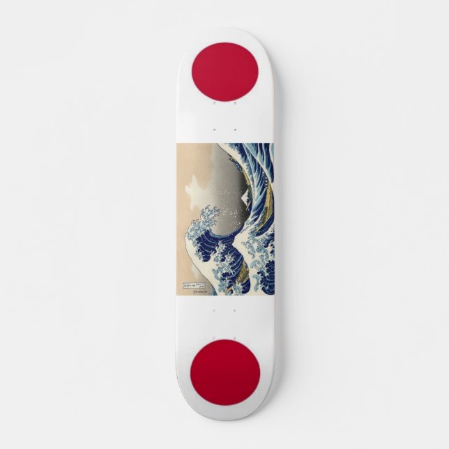 Skateboard Banderas de Japón con la onda de Hokusai (Anverso )