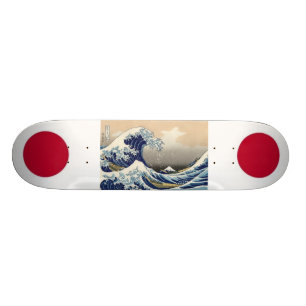 Skateboard Banderas de Japón con la onda de Hokusai