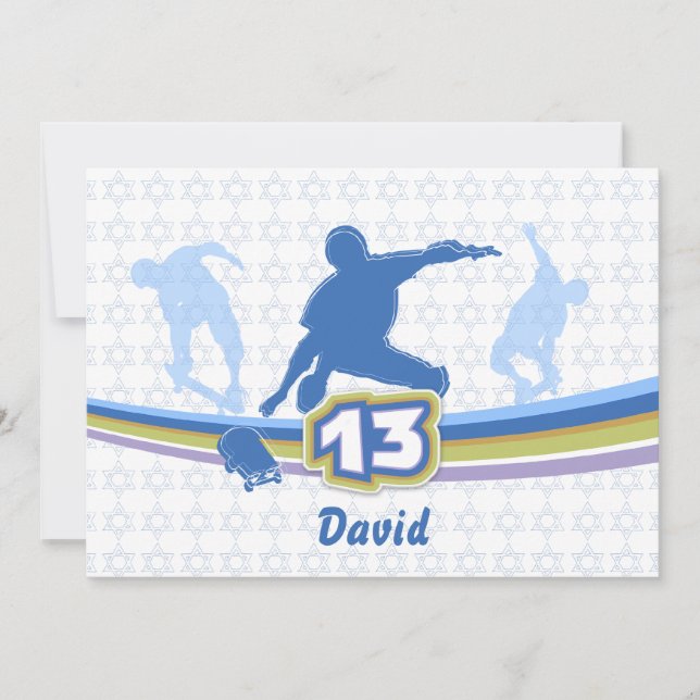 Skateboard - Bar Mitzvah Invitación (Anverso)