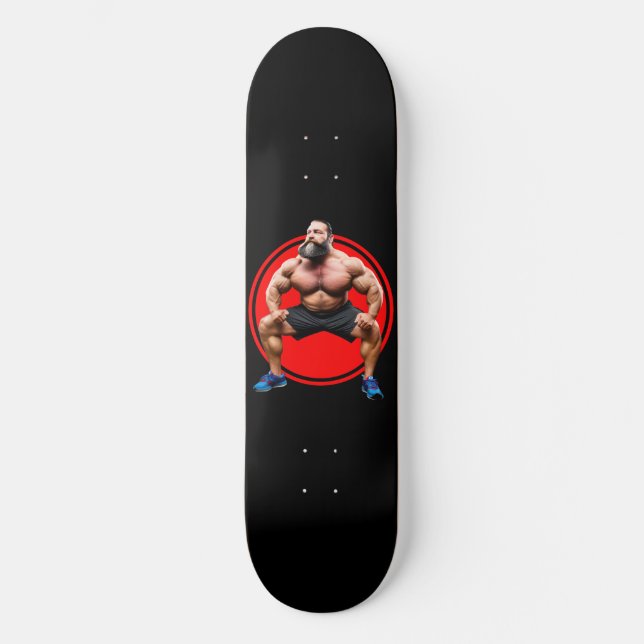 Skateboard Barbudo Musculoso (Anverso)
