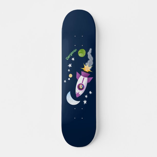 Skateboard Barco de cohetes en ilustracion de personalizado e (Anverso )
