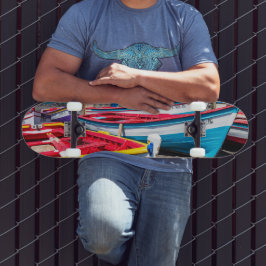 Skateboard Barcos de pesca de colores, Cabo Verde