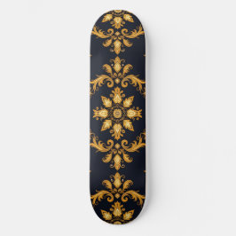 Skateboard "Barockes Ornament-Muster in Gold und Schwarz"