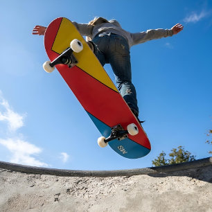 Skateboard Bauhaus moderno monogramado en bloque de color roj