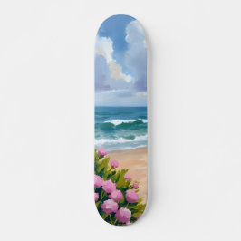 Skateboard Beach in Bloom | Pink Hydrangea Oceanside Coastal
