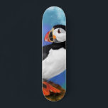 Skateboard Beautiful Atlantic Puffin Bird Painting Migned Art<br><div class="desc">Beautiful Atlantic Puffin Bird Painting Migned Art Watercolor Clown Beak</div>