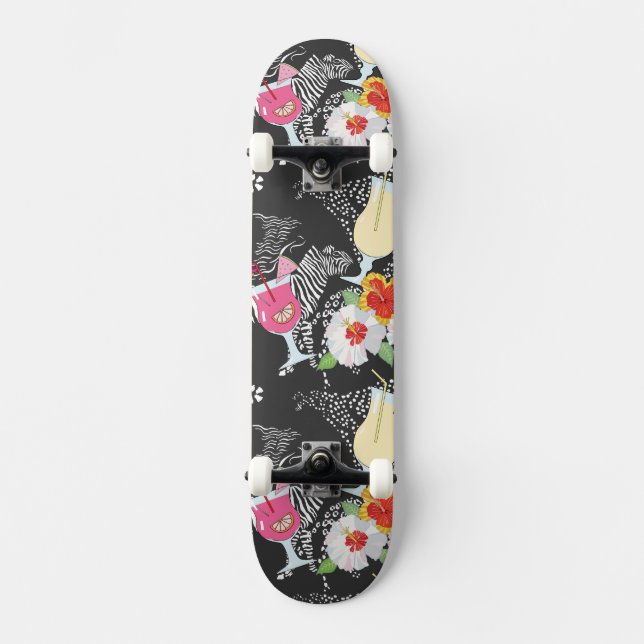 Skateboard Bebidas tropicales con los animales (Anverso)