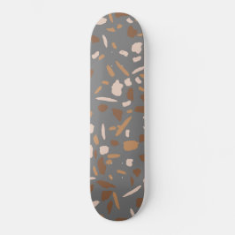 Skateboard Beige Gris Tan Brown Terrazzo Patrón de mármol