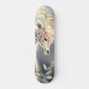 Skateboard Bella Fantasía Jirafa Floral Acuarela
