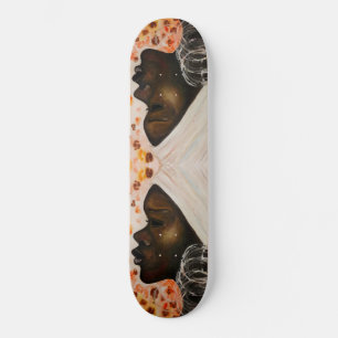 Skateboard Belleza africana - Pintura de acuarela - Arte