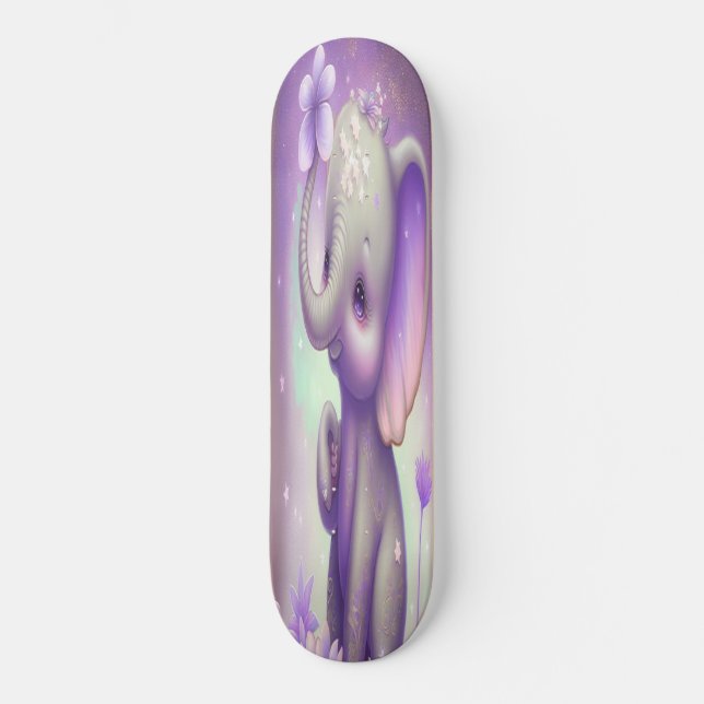 Skateboard Belleza bebé elefante morado (Anverso)