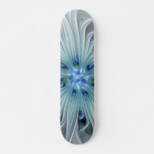 Skateboard Belleza floral Resumen Flor Pastel azul moderno