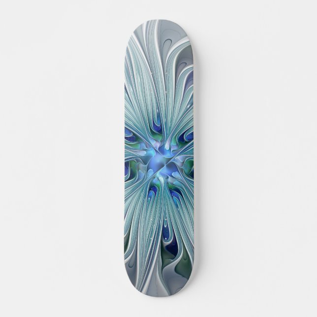 Skateboard Belleza floral Resumen Flor Pastel azul moderno (Anverso )