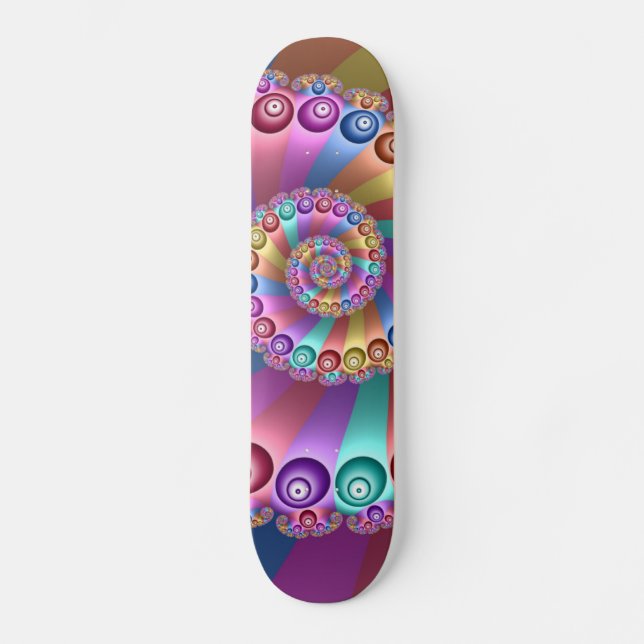 Skateboard Bellos colores arcoiris resumen arte fractal (Anverso)
