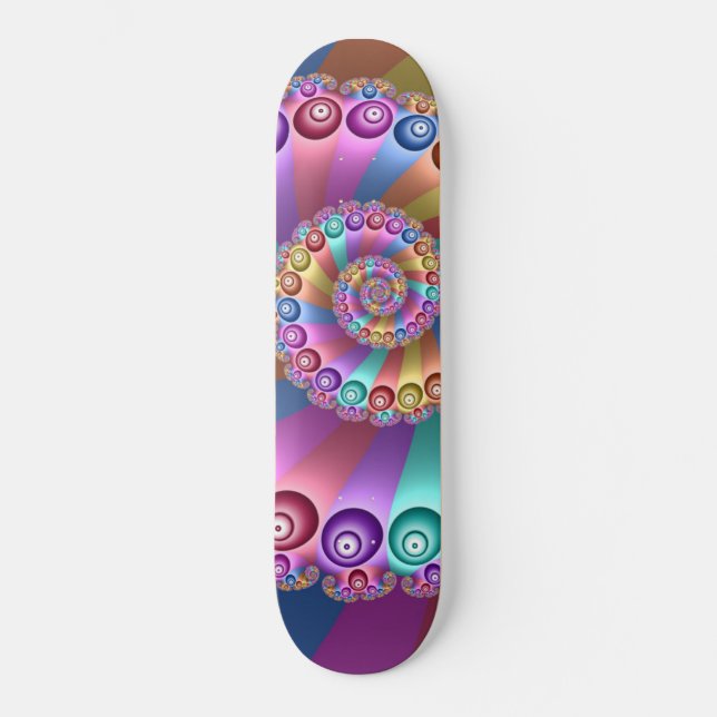 Skateboard Bellos colores arcoiris resumen arte fractal (Anverso)