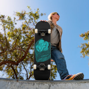 Skateboard Besada de ángeles , diseño negro y verde