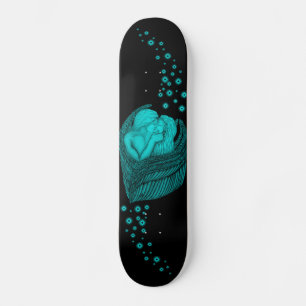 Skateboard Besada de ángeles , diseño negro y verde