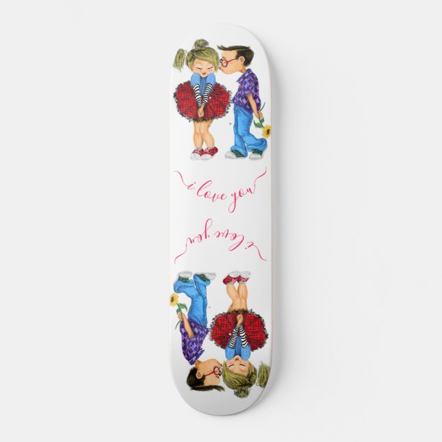 Skateboard Beso - Pareja romántica - Amor - El día de San Val (Anverso)