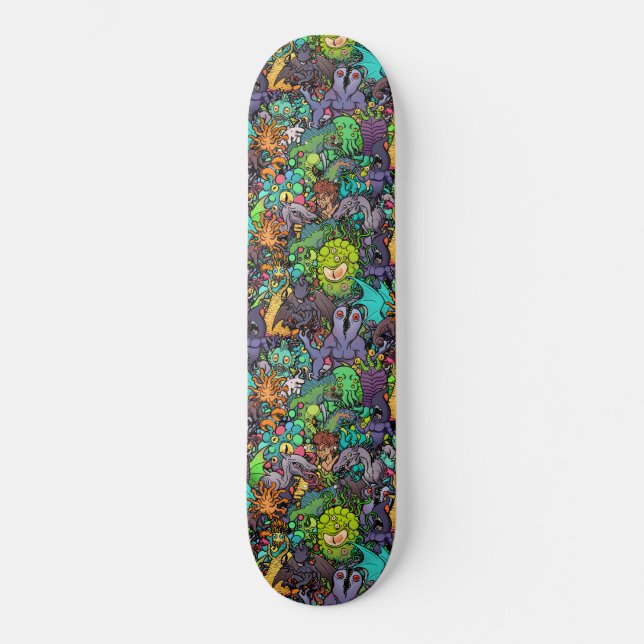 Skateboard Bestiario de Cthulhu Lovecraft Mythos Chibi (Anverso)