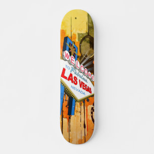 Skateboard Bienvenido a Fabuloso cartel vintage de Las Vegas
