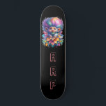 Skateboard *~* Big Rainbow Hair Troll AP89 Neon Inicial<br><div class="desc">(Código de búsqueda AP89 para elementos Troll y AP88 para elementos de temas medievales) Transferir fácilmente a otros productos Zazzle. Skateboard de fondo NEGRO. Los colores brillantes y tan felices del NÓNICO Arcoiris simplemente emiten las imágenes TROLL y LETRAS. Personalizar / Personaliza tus INICIALES / MONOGRAM. Whimsical Cute divertido Long...</div>