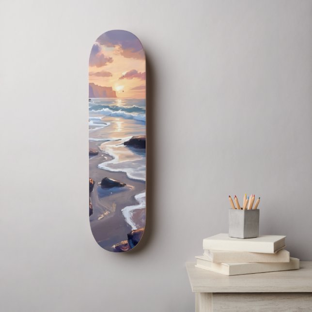 Skateboard Big Sur, California Coastal Art Painting (Arte de la pared)