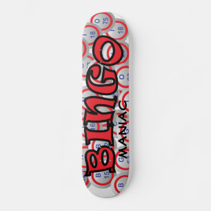 Skateboard Bingo "Nombre" sobre bolas de bingo